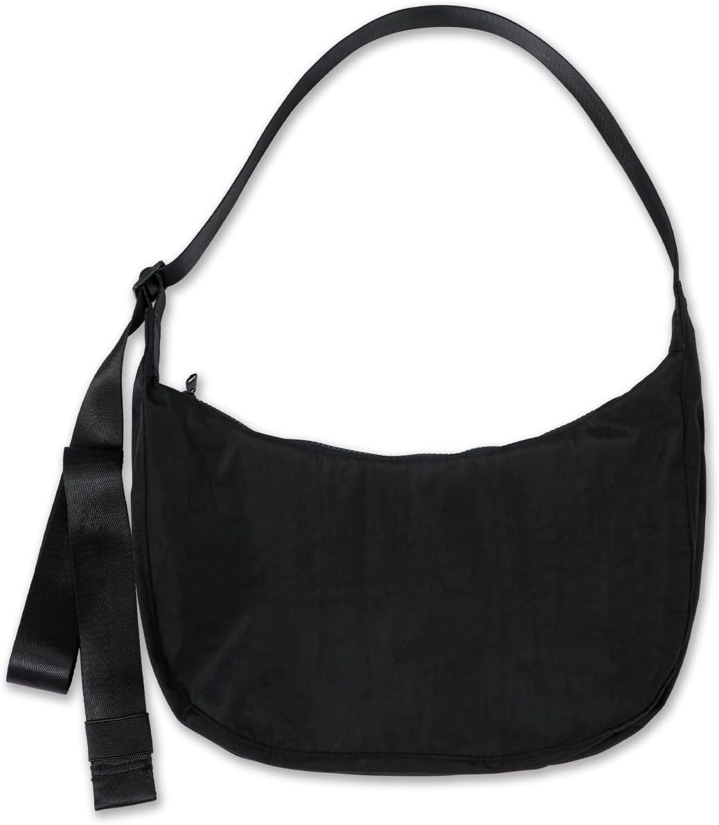 Medium Nylon Crossbody Crescent Bag: Slouchy Style Shoulder Casual with Adjustable Strap
