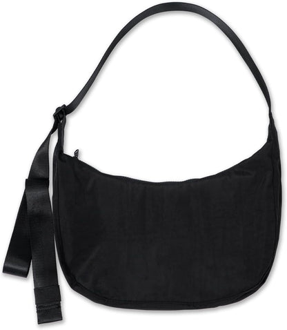 Medium Nylon Crossbody Crescent Bag: Slouchy Style Shoulder Casual with Adjustable Strap