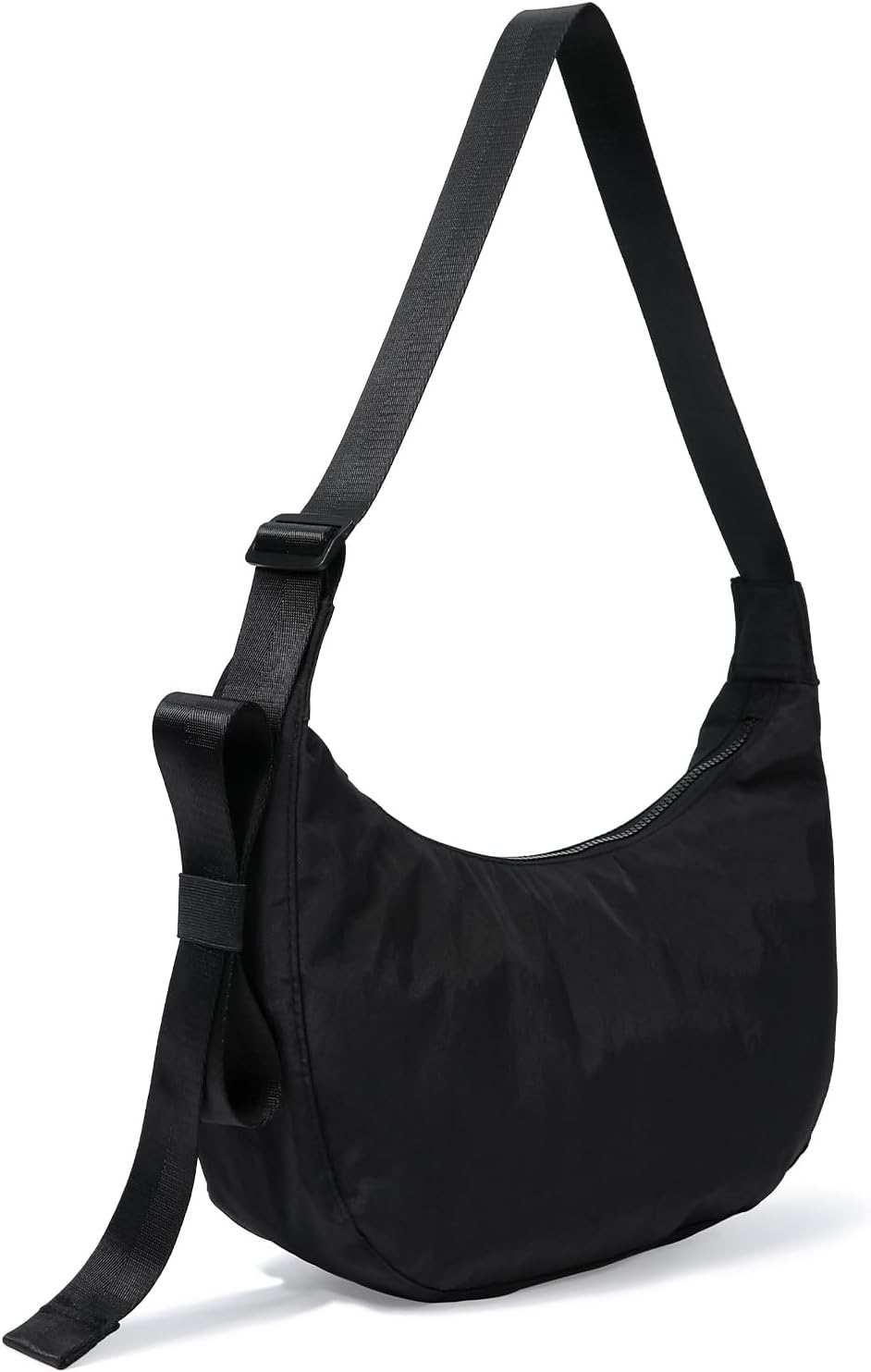 Medium Nylon Crossbody Crescent Bag: Slouchy Style Shoulder Casual with Adjustable Strap
