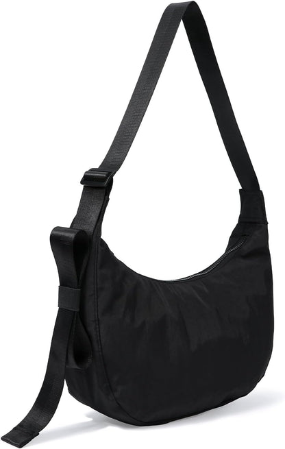 Medium Nylon Crossbody Crescent Bag: Slouchy Style Shoulder Casual with Adjustable Strap