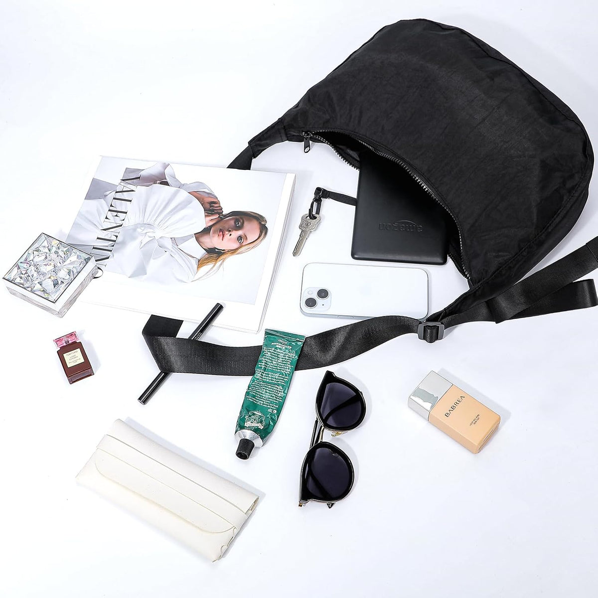 Medium Nylon Crossbody Crescent Bag: Slouchy Style Shoulder Casual with Adjustable Strap