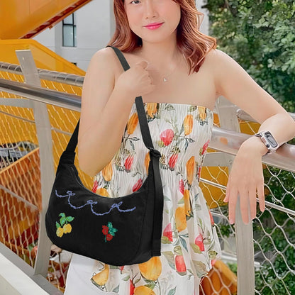 Medium Nylon Crossbody Crescent Bag: Slouchy Style Shoulder Casual with Adjustable Strap