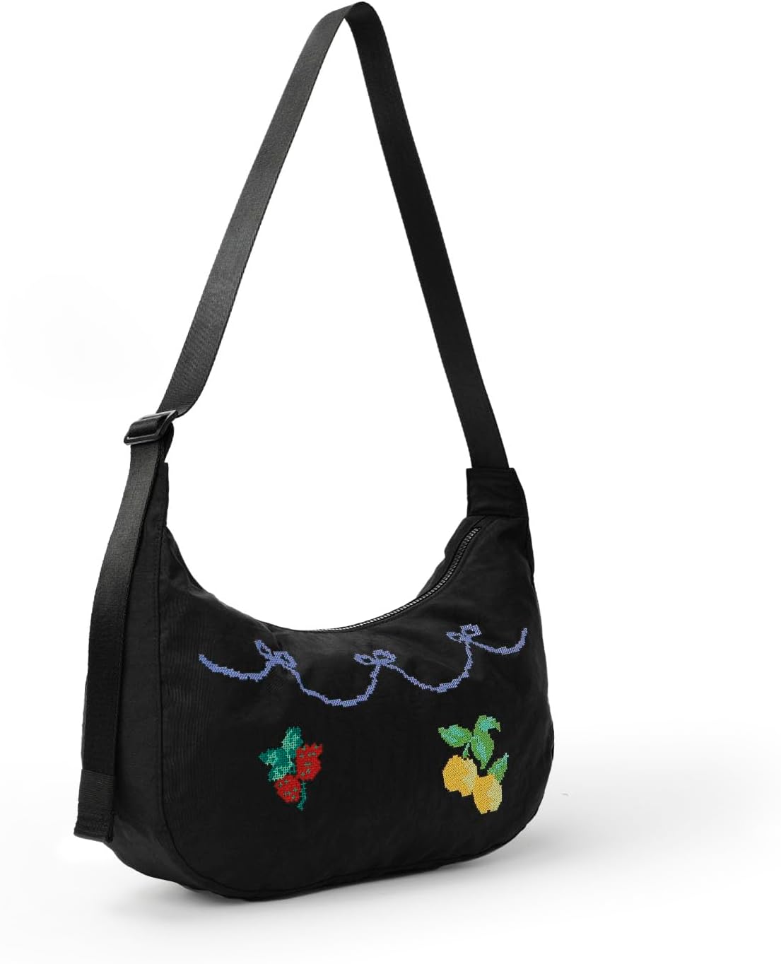 Medium Nylon Crossbody Crescent Bag: Slouchy Style Shoulder Casual with Adjustable Strap