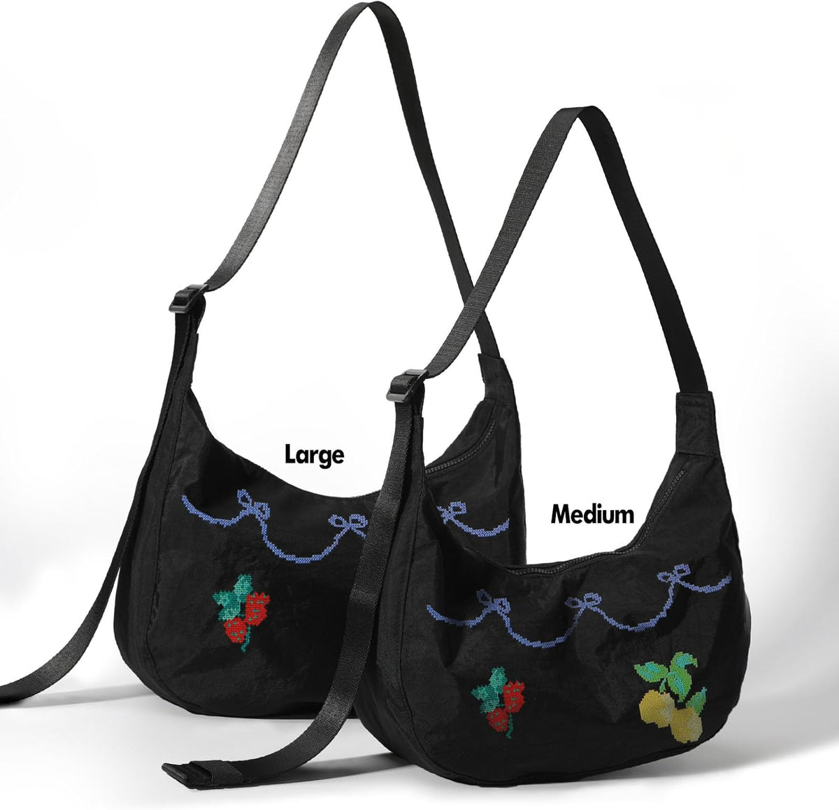 Medium Nylon Crossbody Crescent Bag: Slouchy Style Shoulder Casual with Adjustable Strap