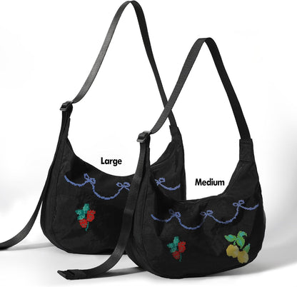 Medium Nylon Crossbody Crescent Bag: Slouchy Style Shoulder Casual with Adjustable Strap