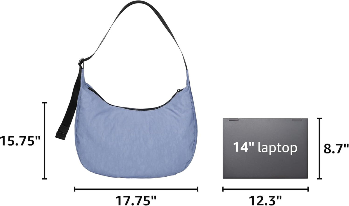 Medium Nylon Crossbody Crescent Bag: Slouchy Style Shoulder Casual with Adjustable Strap