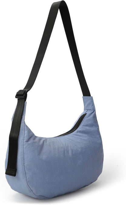 Medium Nylon Crossbody Crescent Bag: Slouchy Style Shoulder Casual with Adjustable Strap