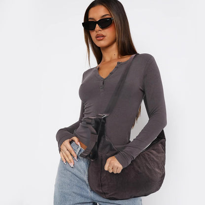Medium Nylon Crossbody Crescent Bag: Slouchy Style Shoulder Casual with Adjustable Strap