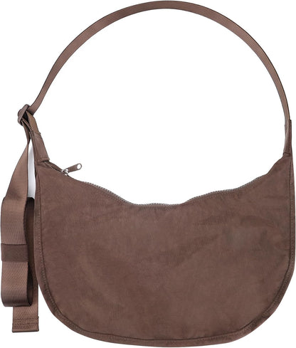 Medium Nylon Crossbody Crescent Bag: Slouchy Style Shoulder Casual with Adjustable Strap