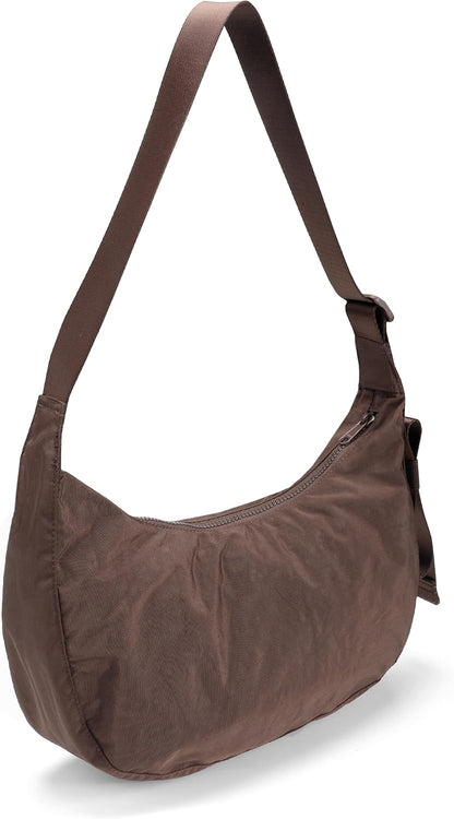 Medium Nylon Crossbody Crescent Bag: Slouchy Style Shoulder Casual with Adjustable Strap