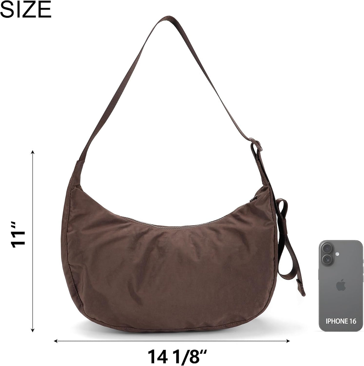 Medium Nylon Crossbody Crescent Bag: Slouchy Style Shoulder Casual with Adjustable Strap