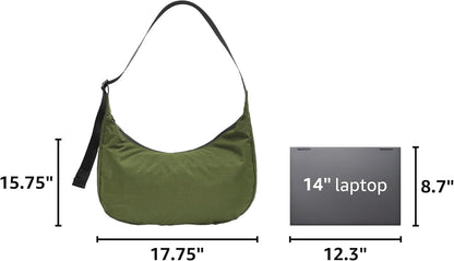 Medium Nylon Crossbody Crescent Bag: Slouchy Style Shoulder Casual with Adjustable Strap