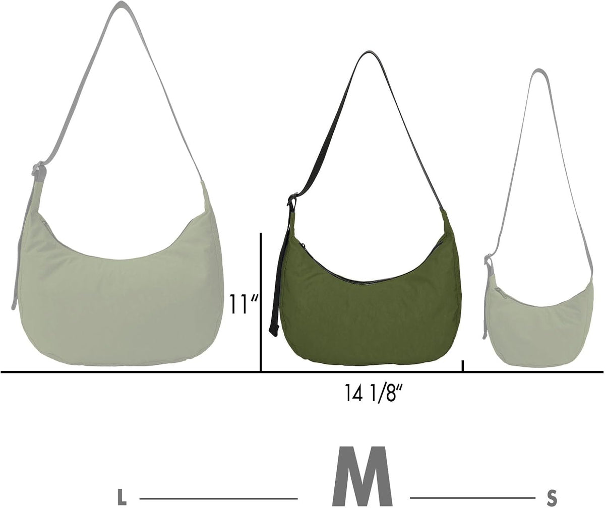 Medium Nylon Crossbody Crescent Bag: Slouchy Style Shoulder Casual with Adjustable Strap