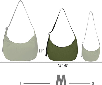 Medium Nylon Crossbody Crescent Bag: Slouchy Style Shoulder Casual with Adjustable Strap