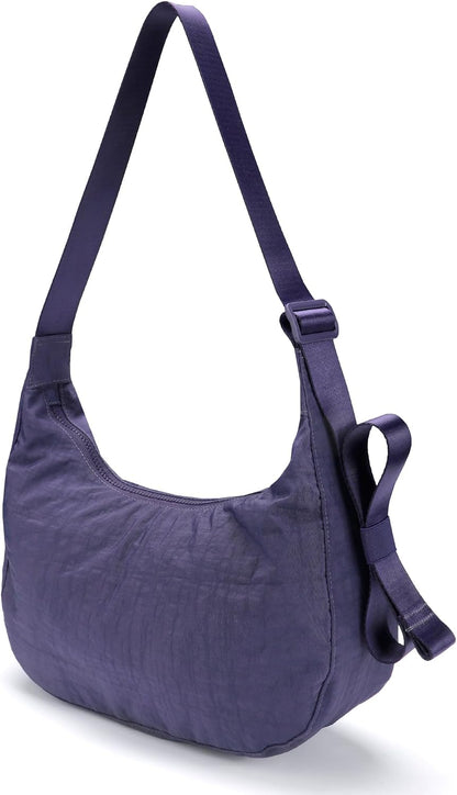 Medium Nylon Crossbody Crescent Bag: Slouchy Style Shoulder Casual with Adjustable Strap
