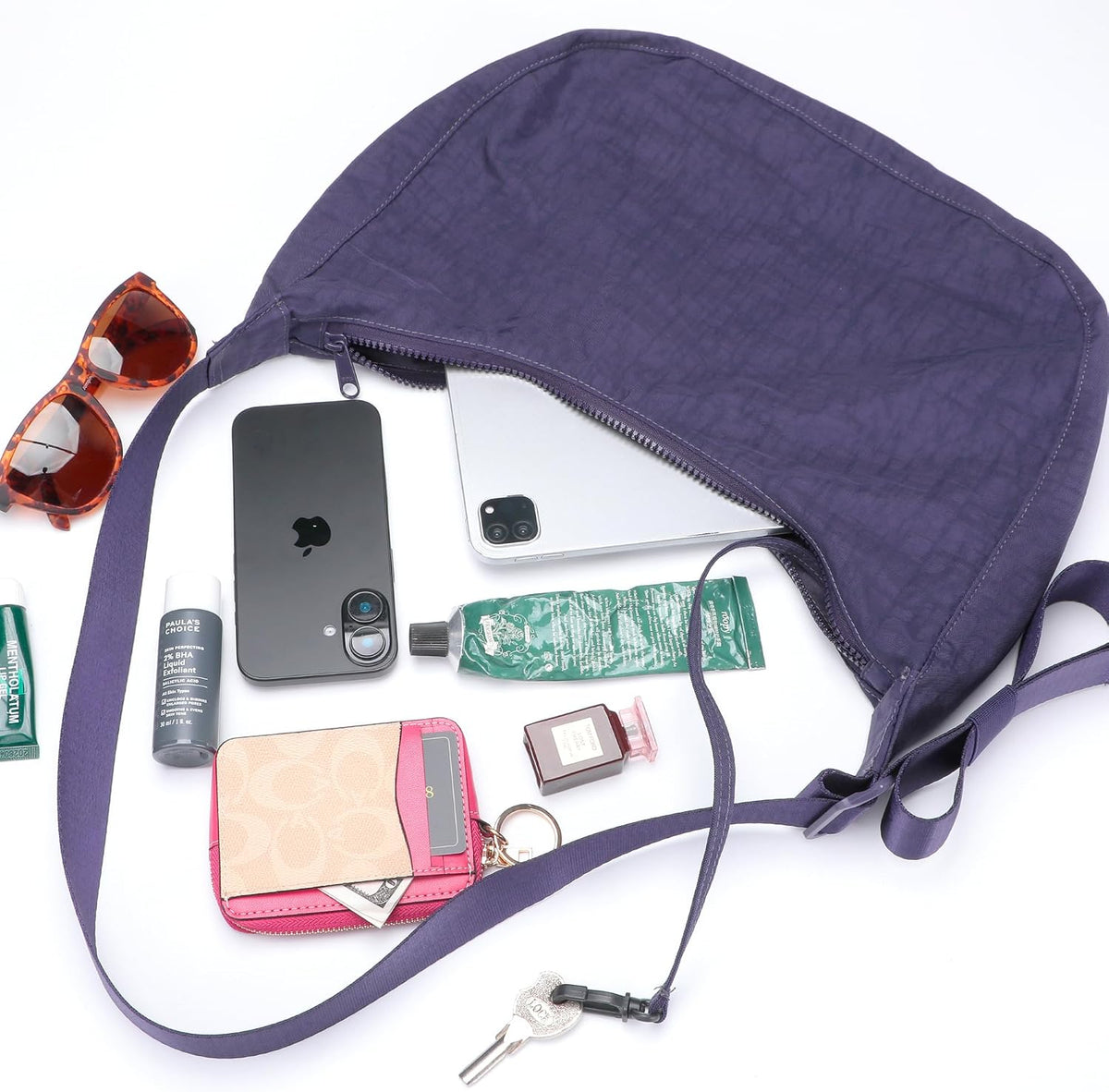Medium Nylon Crossbody Crescent Bag: Slouchy Style Shoulder Casual with Adjustable Strap