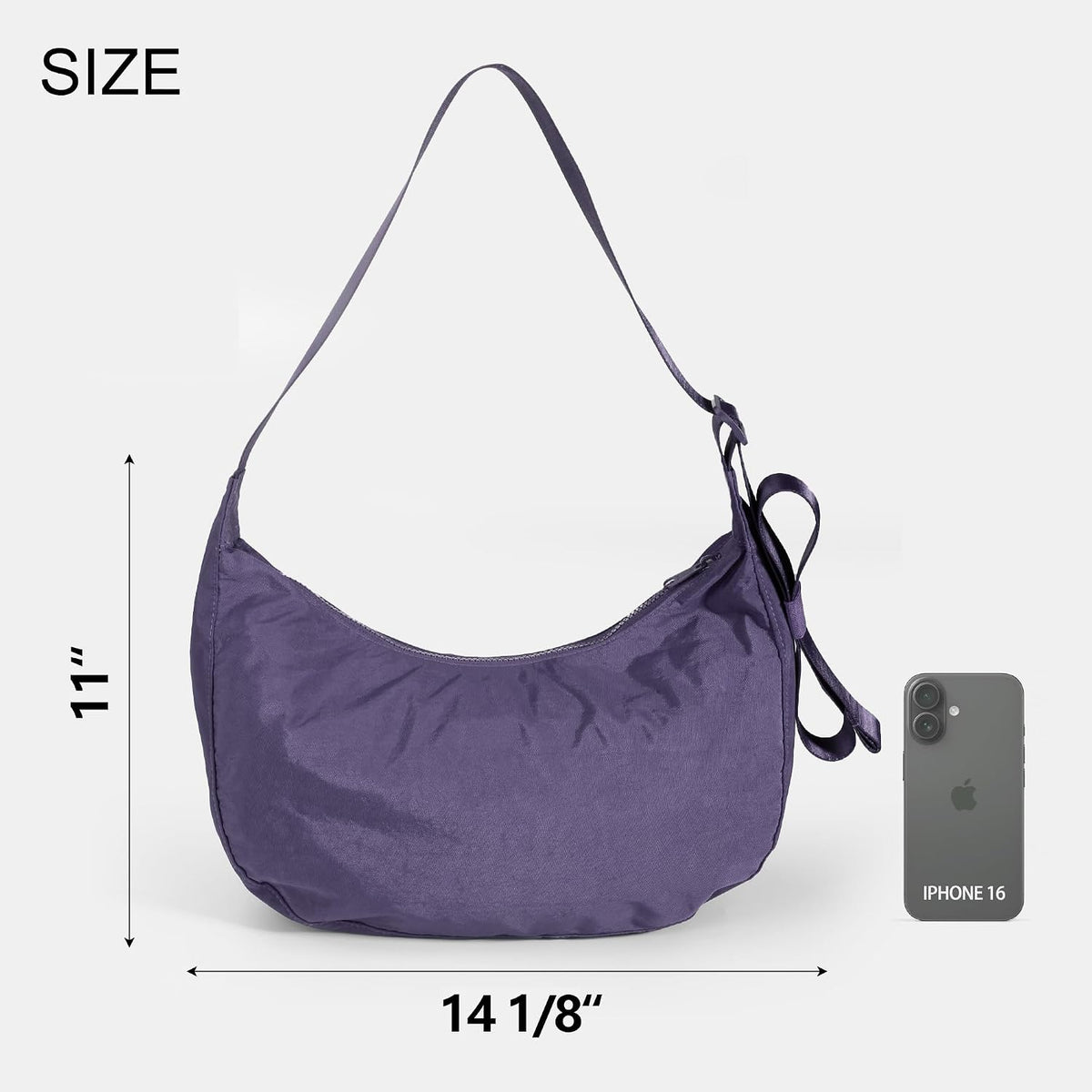 Medium Nylon Crossbody Crescent Bag: Slouchy Style Shoulder Casual with Adjustable Strap