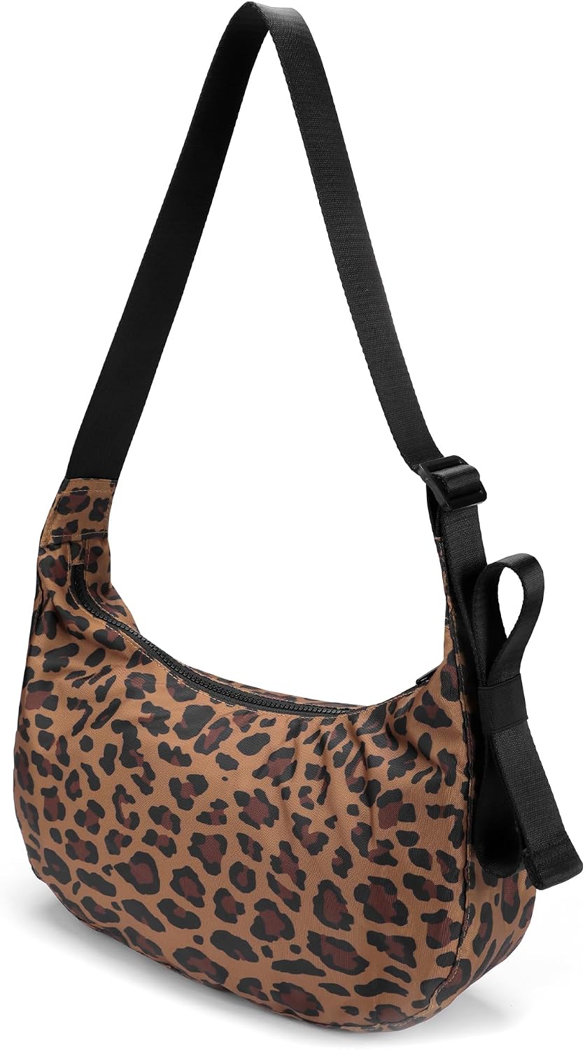 Medium Nylon Crossbody Crescent Bag: Slouchy Style Shoulder Casual with Adjustable Strap