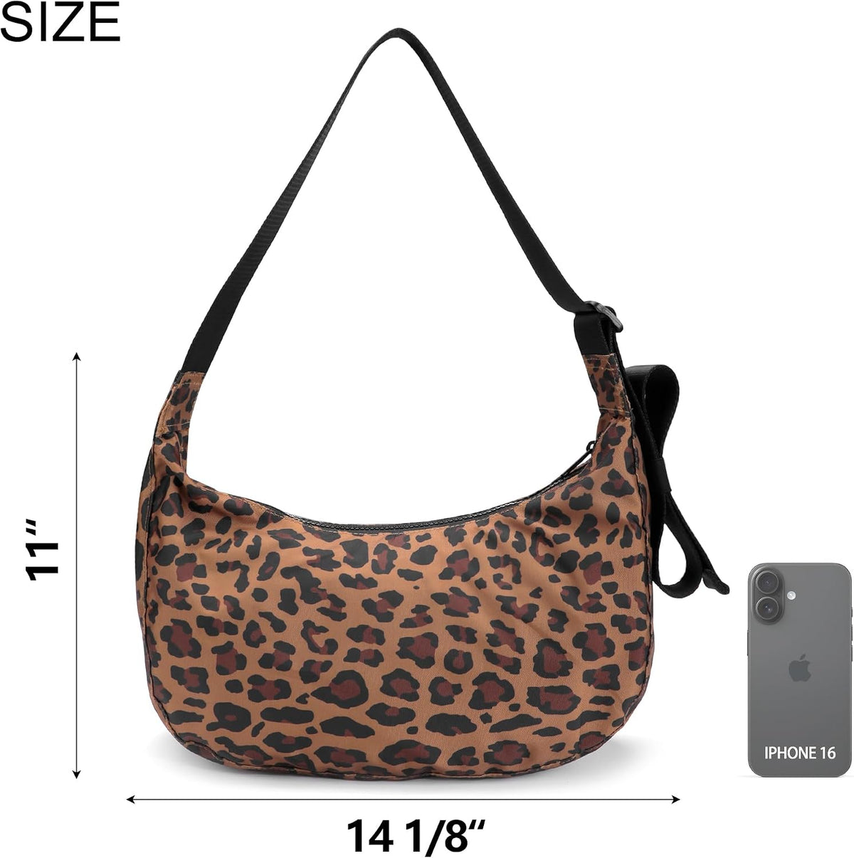 Medium Nylon Crossbody Crescent Bag: Slouchy Style Shoulder Casual with Adjustable Strap