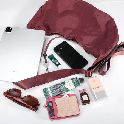 Medium Nylon Crossbody Crescent Bag: Slouchy Style Shoulder Casual with Adjustable Strap