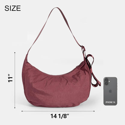 Medium Nylon Crossbody Crescent Bag: Slouchy Style Shoulder Casual with Adjustable Strap
