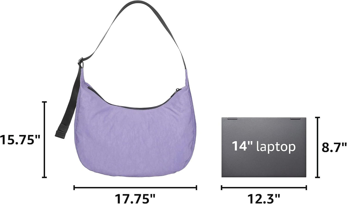 Medium Nylon Crossbody Crescent Bag: Slouchy Style Shoulder Casual with Adjustable Strap