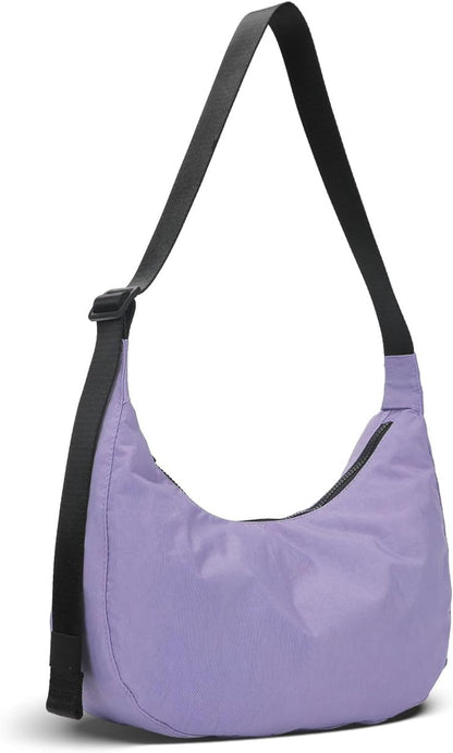 Medium Nylon Crossbody Crescent Bag: Slouchy Style Shoulder Casual with Adjustable Strap