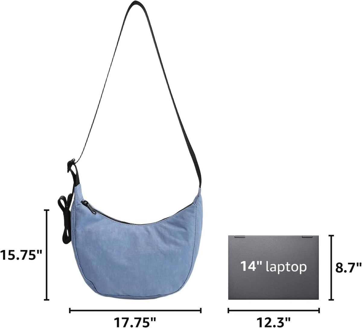 Medium Nylon Crossbody Crescent Bag: Slouchy Style Shoulder Casual with Adjustable Strap
