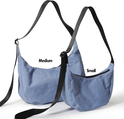 Medium Nylon Crossbody Crescent Bag: Slouchy Style Shoulder Casual with Adjustable Strap