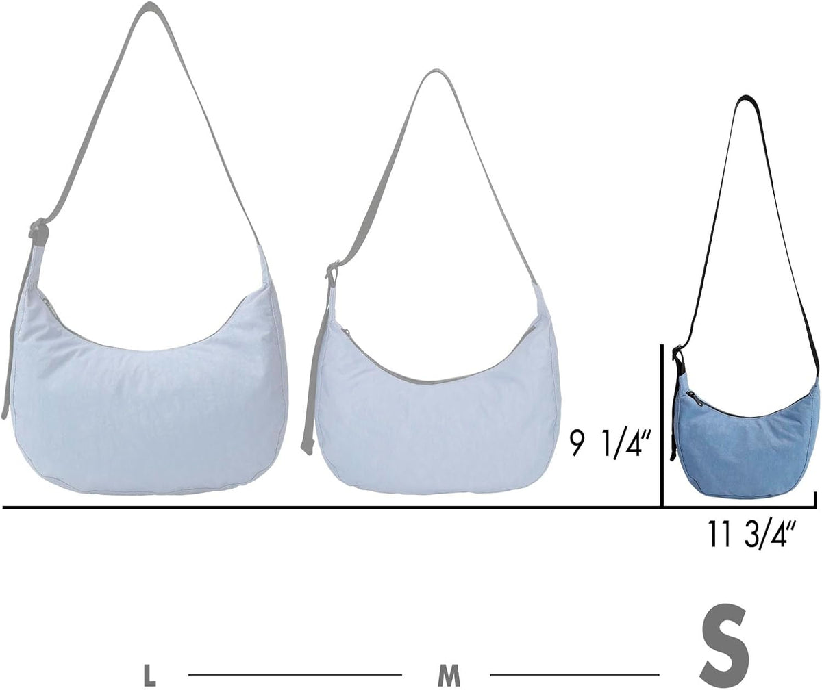 Medium Nylon Crossbody Crescent Bag: Slouchy Style Shoulder Casual with Adjustable Strap