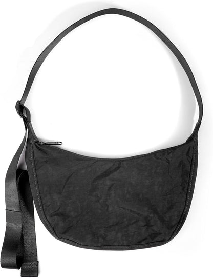 Medium Nylon Crossbody Crescent Bag: Slouchy Style Shoulder Casual with Adjustable Strap