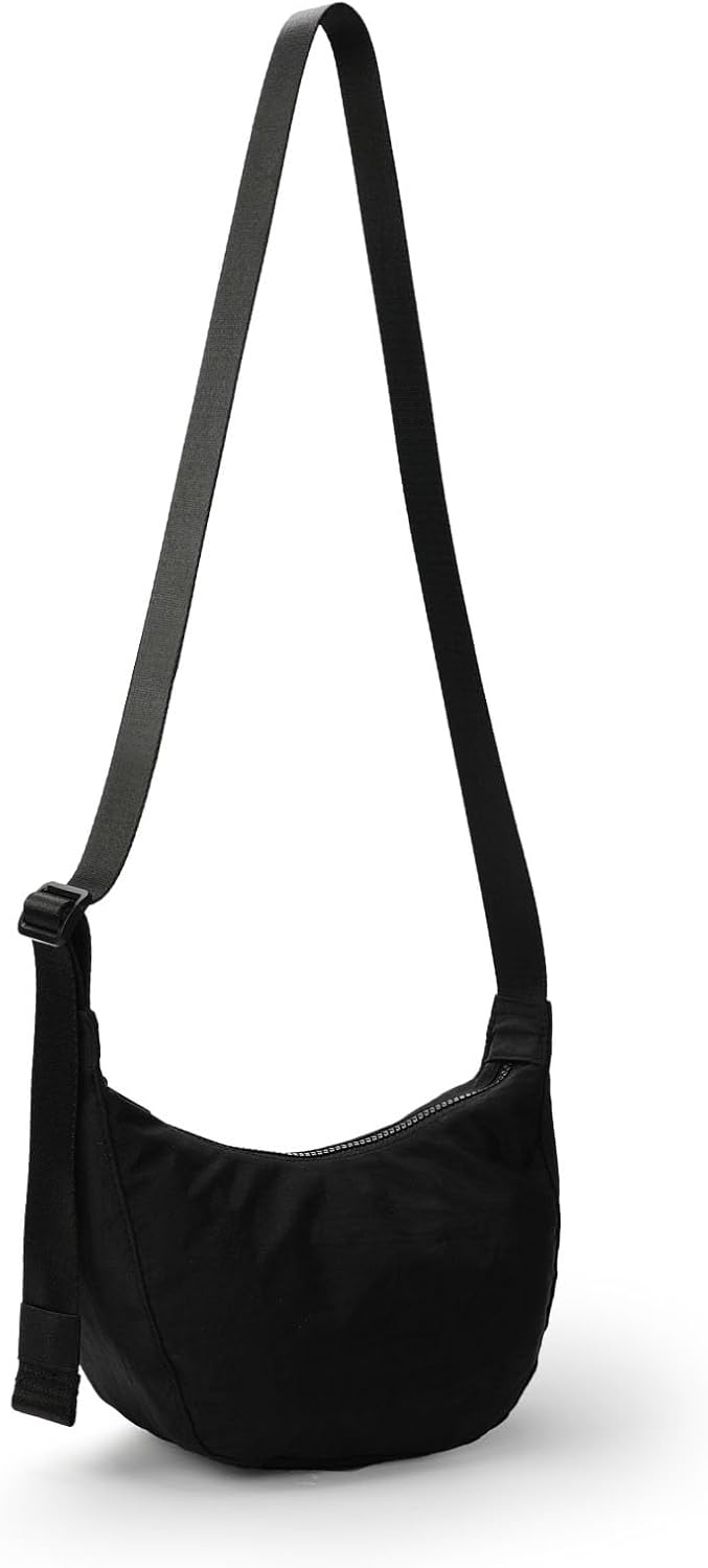 Medium Nylon Crossbody Crescent Bag: Slouchy Style Shoulder Casual with Adjustable Strap
