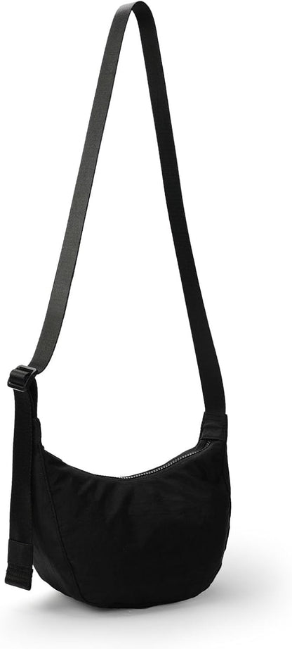 Medium Nylon Crossbody Crescent Bag: Slouchy Style Shoulder Casual with Adjustable Strap