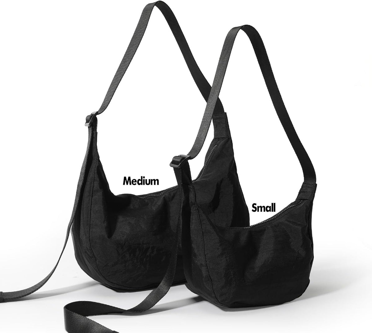 Medium Nylon Crossbody Crescent Bag: Slouchy Style Shoulder Casual with Adjustable Strap