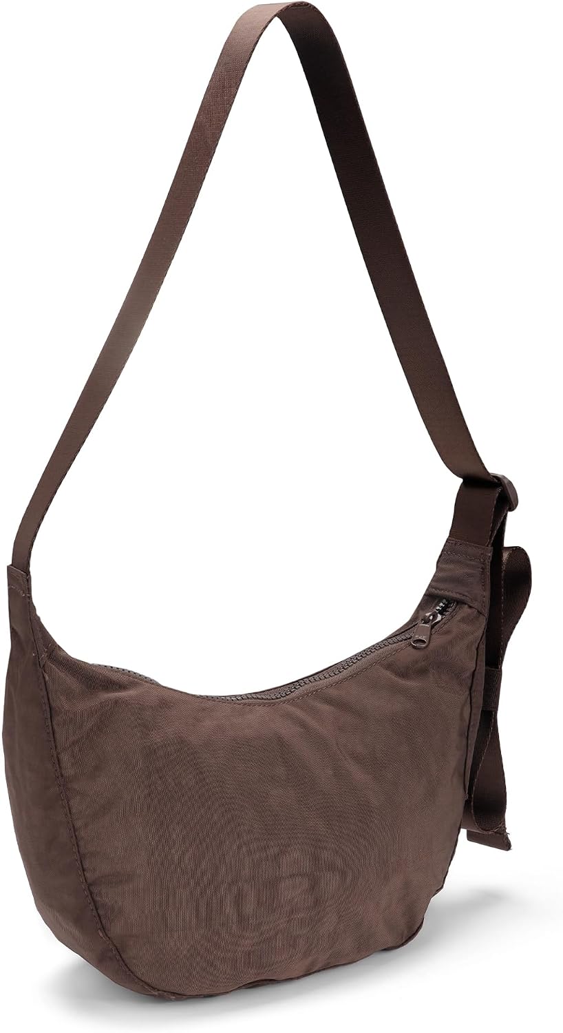 Medium Nylon Crossbody Crescent Bag: Slouchy Style Shoulder Casual with Adjustable Strap