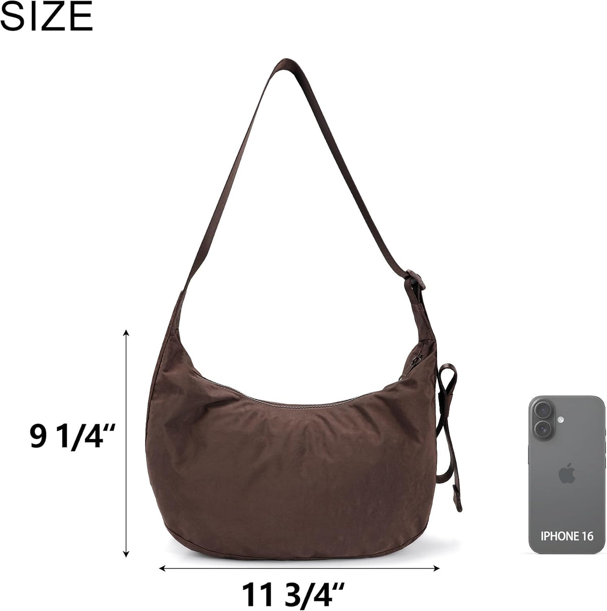 Medium Nylon Crossbody Crescent Bag: Slouchy Style Shoulder Casual with Adjustable Strap
