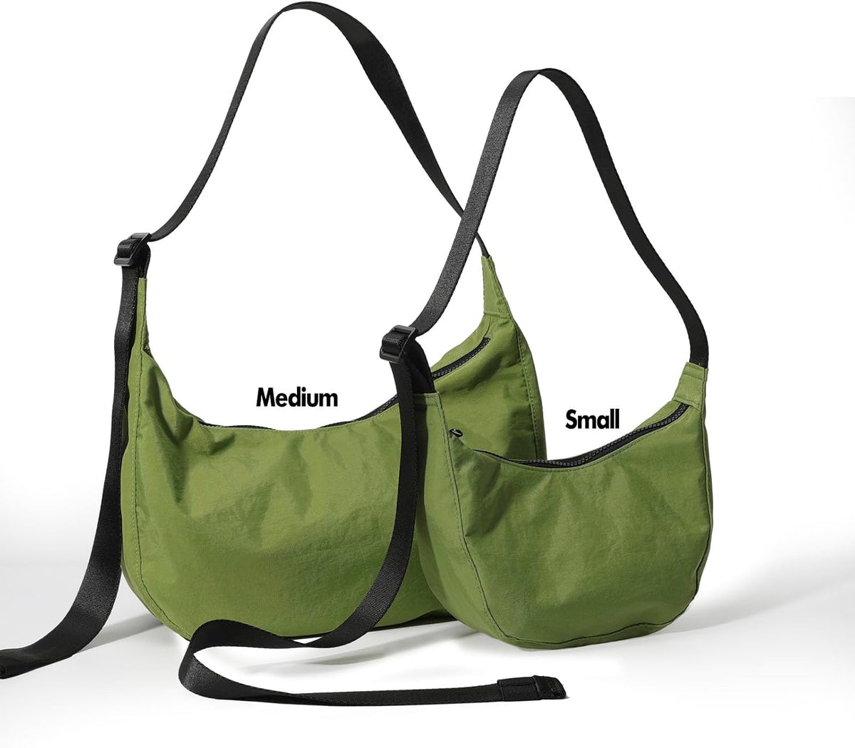 Medium Nylon Crossbody Crescent Bag: Slouchy Style Shoulder Casual with Adjustable Strap
