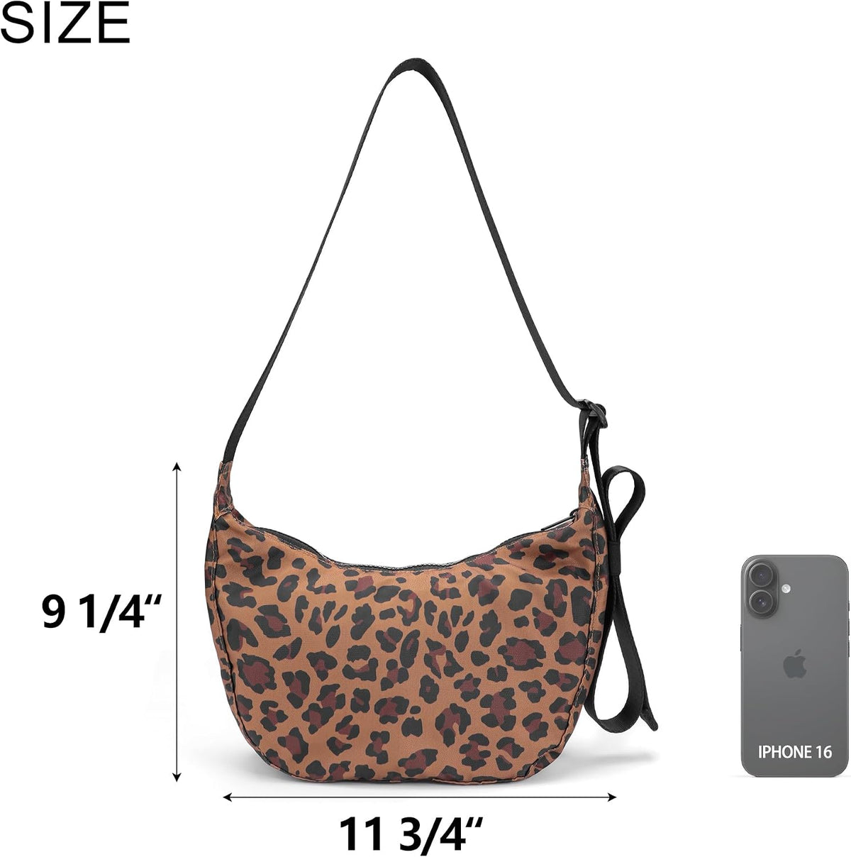 Medium Nylon Crossbody Crescent Bag: Slouchy Style Shoulder Casual with Adjustable Strap