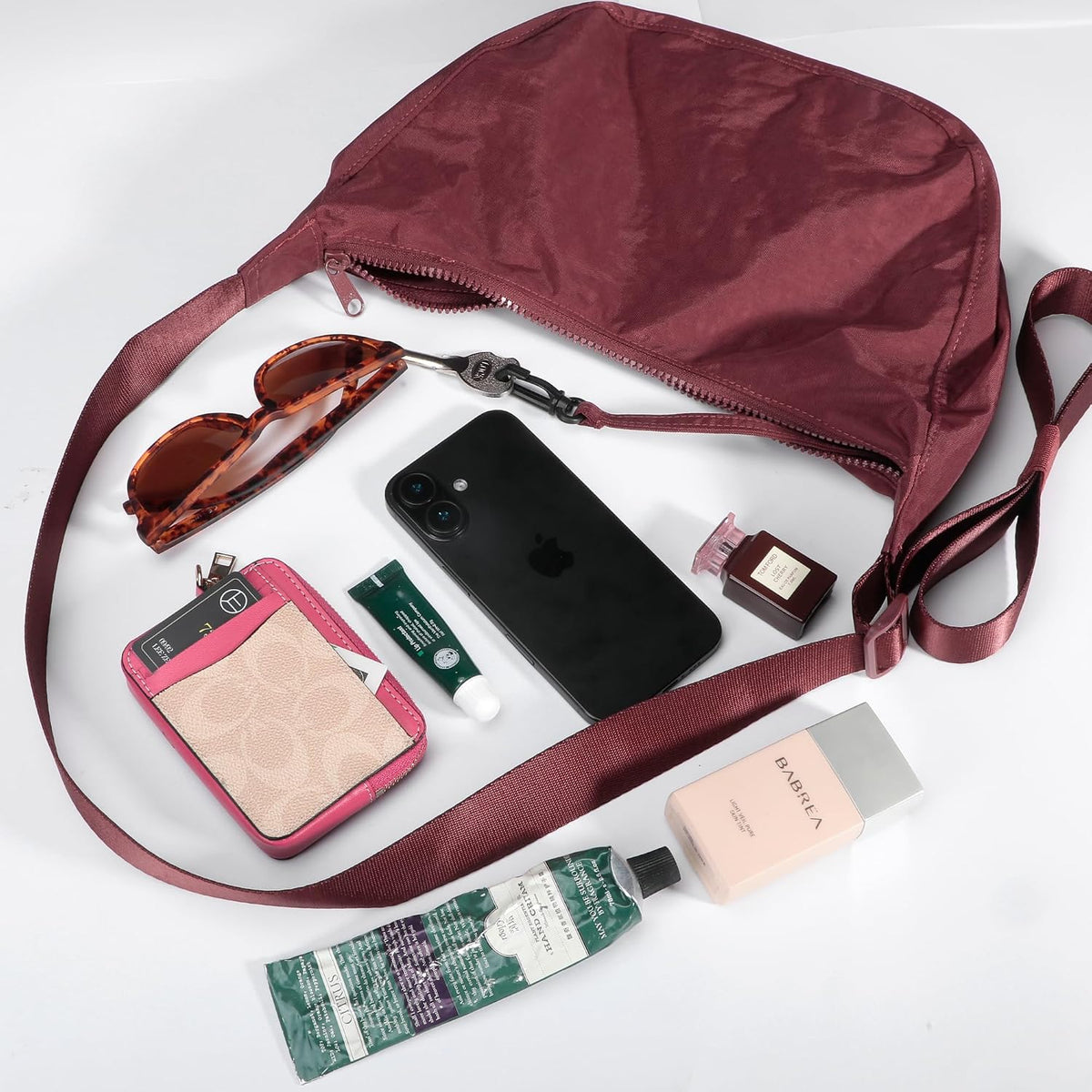 Medium Nylon Crossbody Crescent Bag: Slouchy Style Shoulder Casual with Adjustable Strap