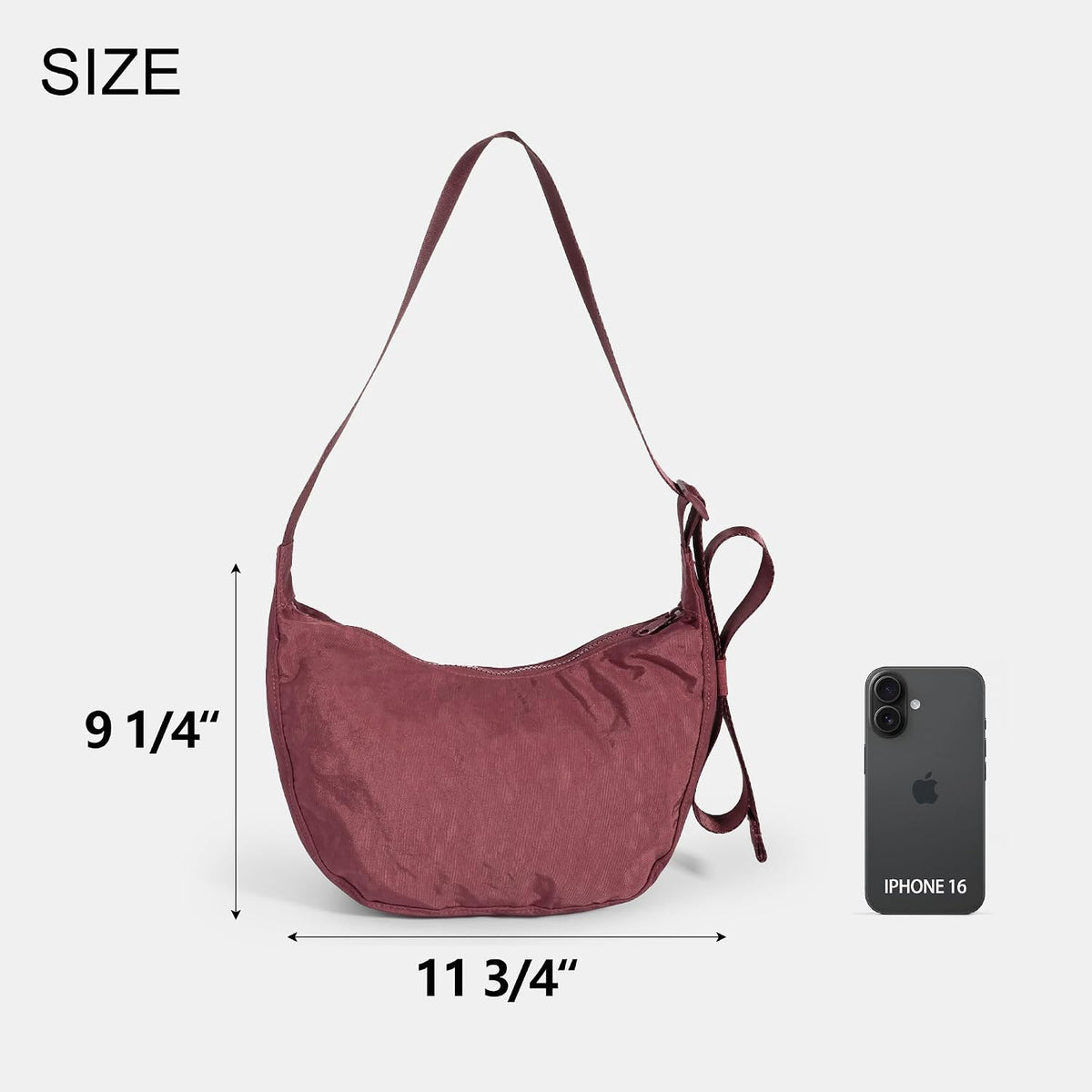 Medium Nylon Crossbody Crescent Bag: Slouchy Style Shoulder Casual with Adjustable Strap