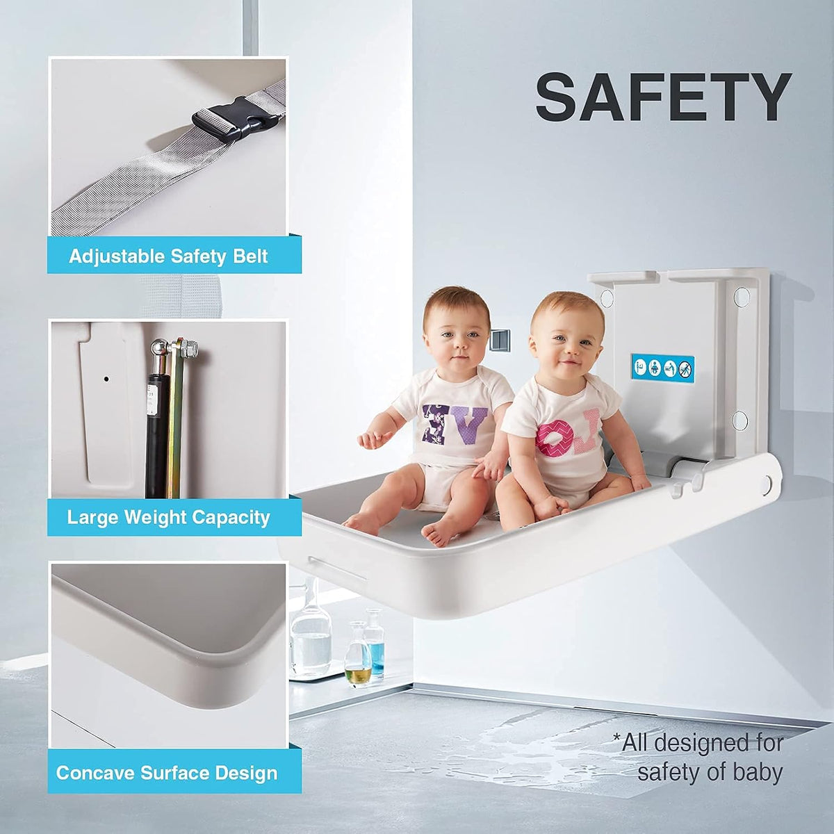 Baby Changing Station Wall Mounted,Horizontal