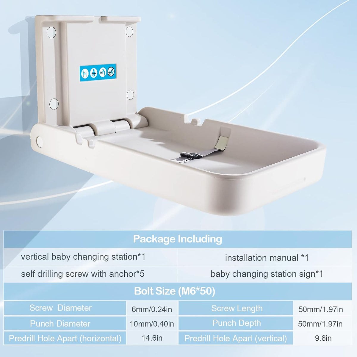 Baby Changing Station Wall Mounted,Horizontal
