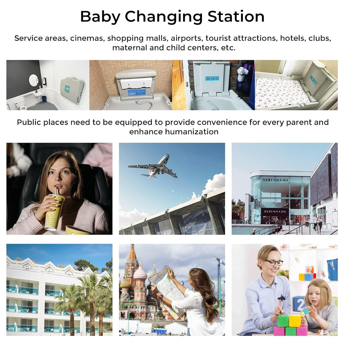 Baby Changing Station Wall Mounted,Horizontal