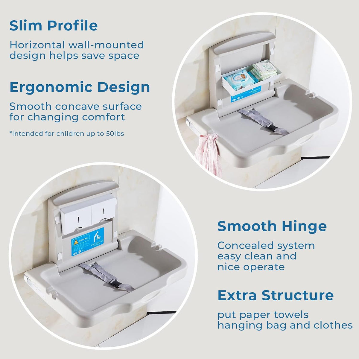 Baby Changing Station Wall Mounted,Horizontal