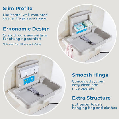 Baby Changing Station Wall Mounted,Horizontal