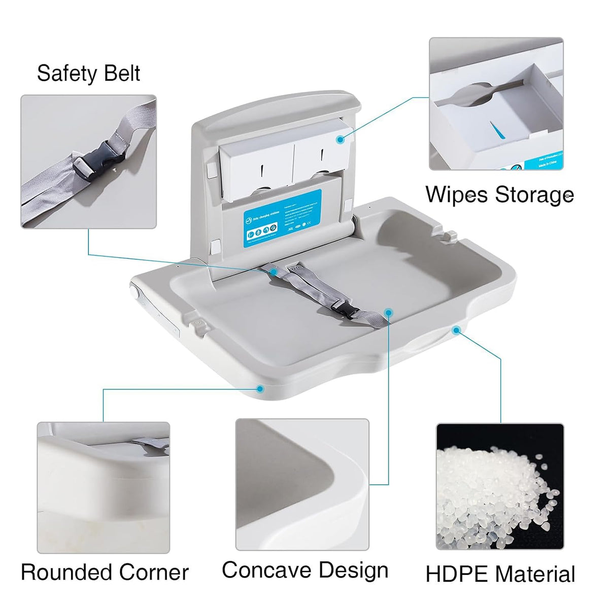 Baby Changing Station Wall Mounted,Horizontal