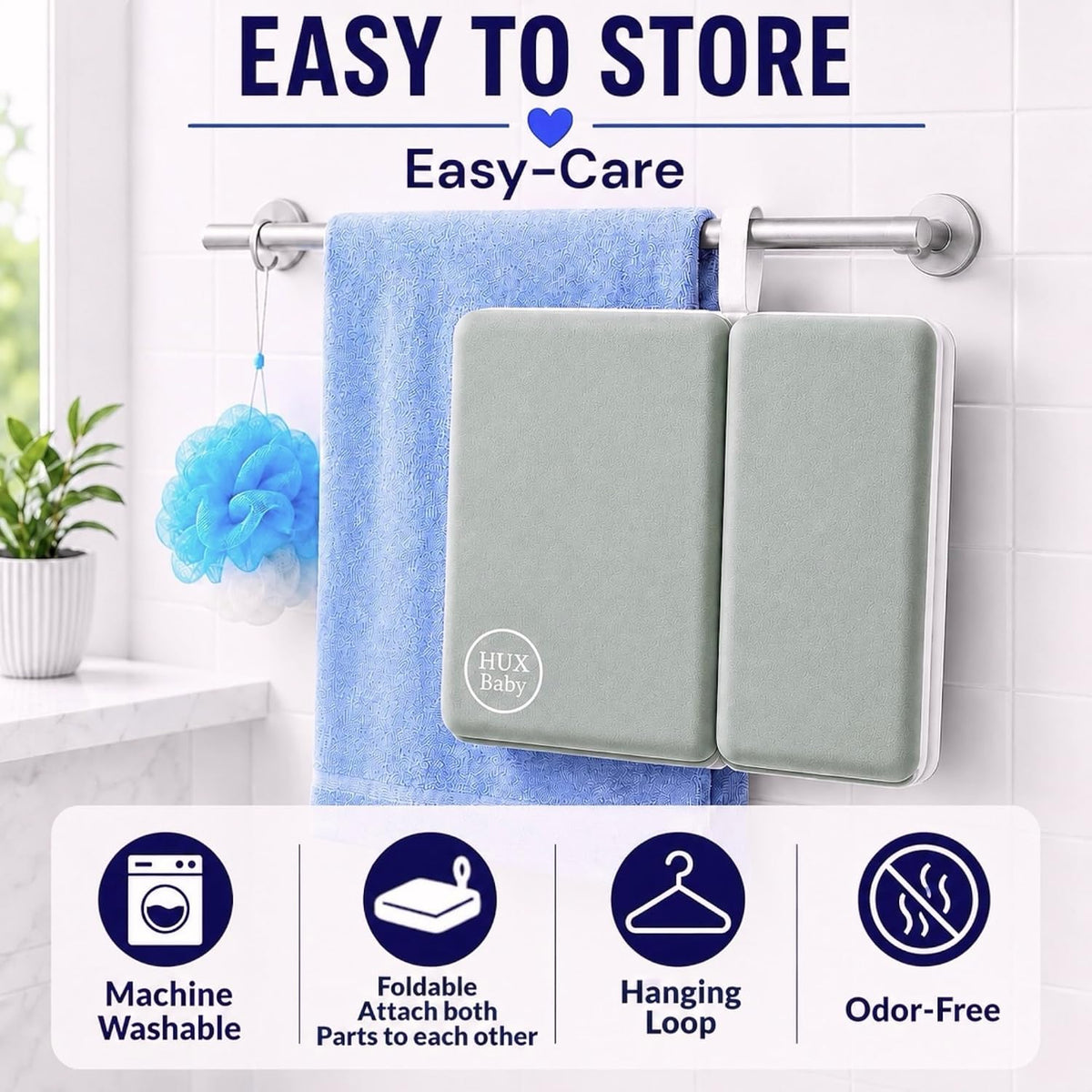 Comfortable Baby Bath Kneeler and Elbow Rest Pad Set, Non-Slip Bathtub Kneeling Pad for Bathing Baby, Bath Tub Cushion Mat, Elbow Pads, Toy Organizer Storage Pockets, Strong Suction Cups (Dark Gray)