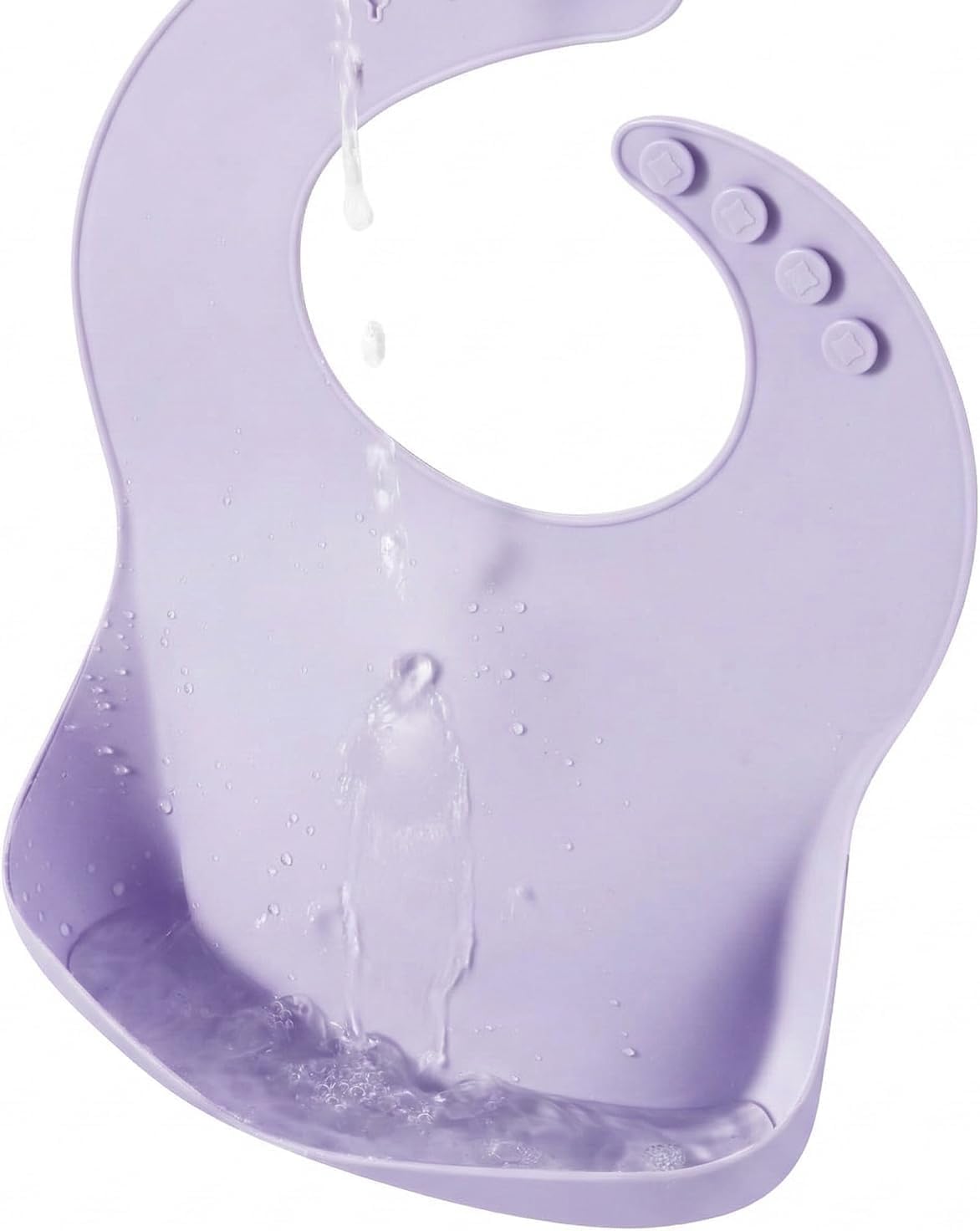 Set of 3 Silicone Baby Bibs Waterproof, Soft, Unisex, 10-72 Months (Pink/Purple/Linen)