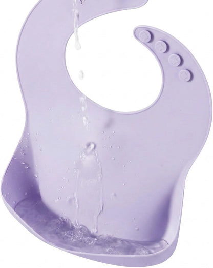 Set of 3 Silicone Baby Bibs Waterproof, Soft, Unisex, 10-72 Months (Pink/Purple/Linen)