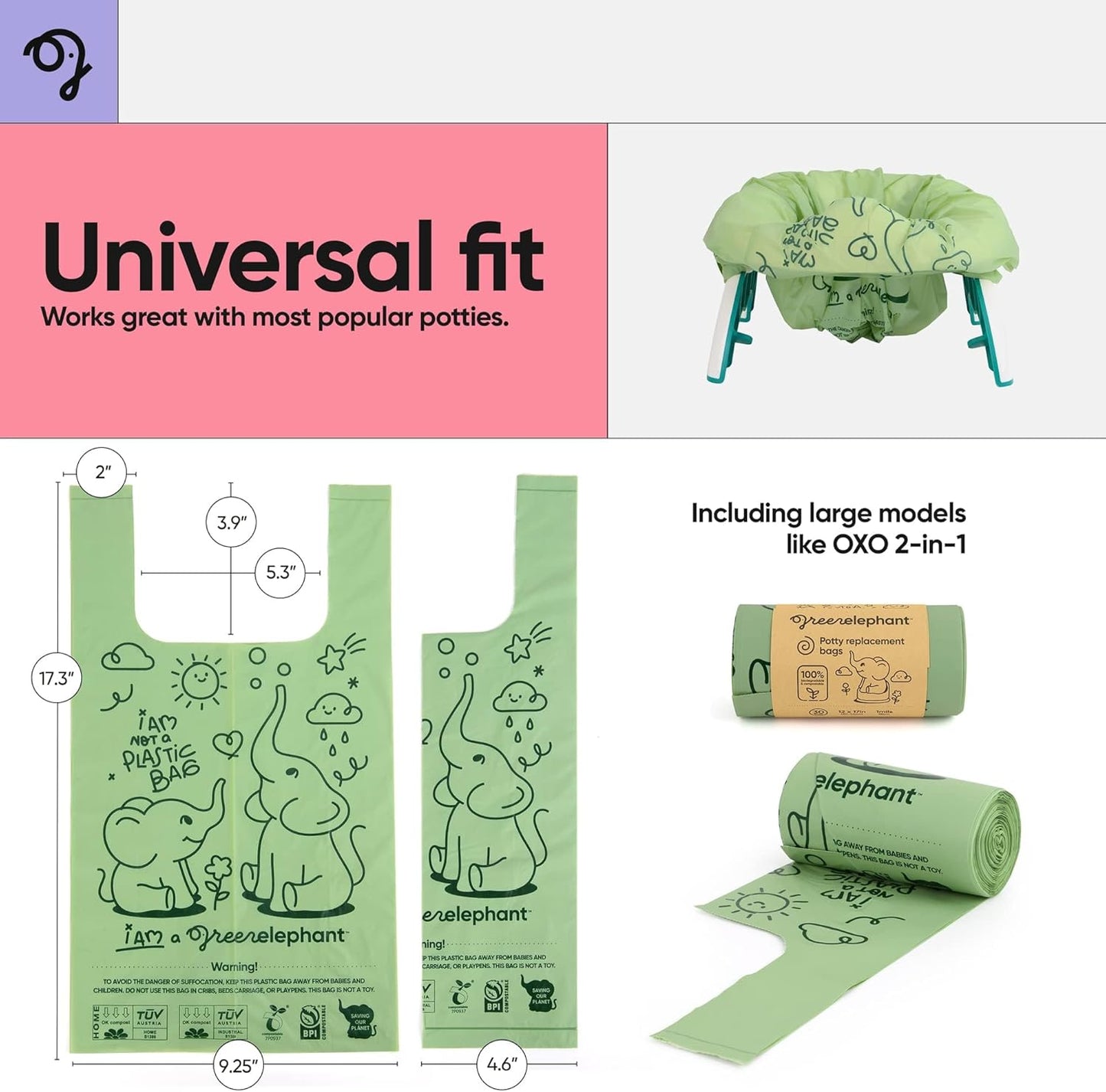Travel Potty Bags-Potty Liners for Portable Potty,Bags for Portable Toilet,Liners Disposable Kids,Potty Training Liners Disposable